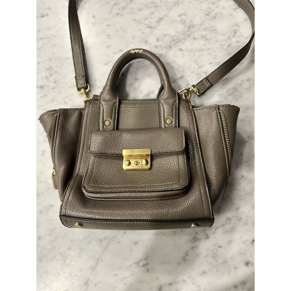 3.1 Phillip Lim Pebbled Taupe Leather Mini Satchel with Gold Hardware